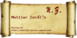 Mettler Zorán névjegykártya